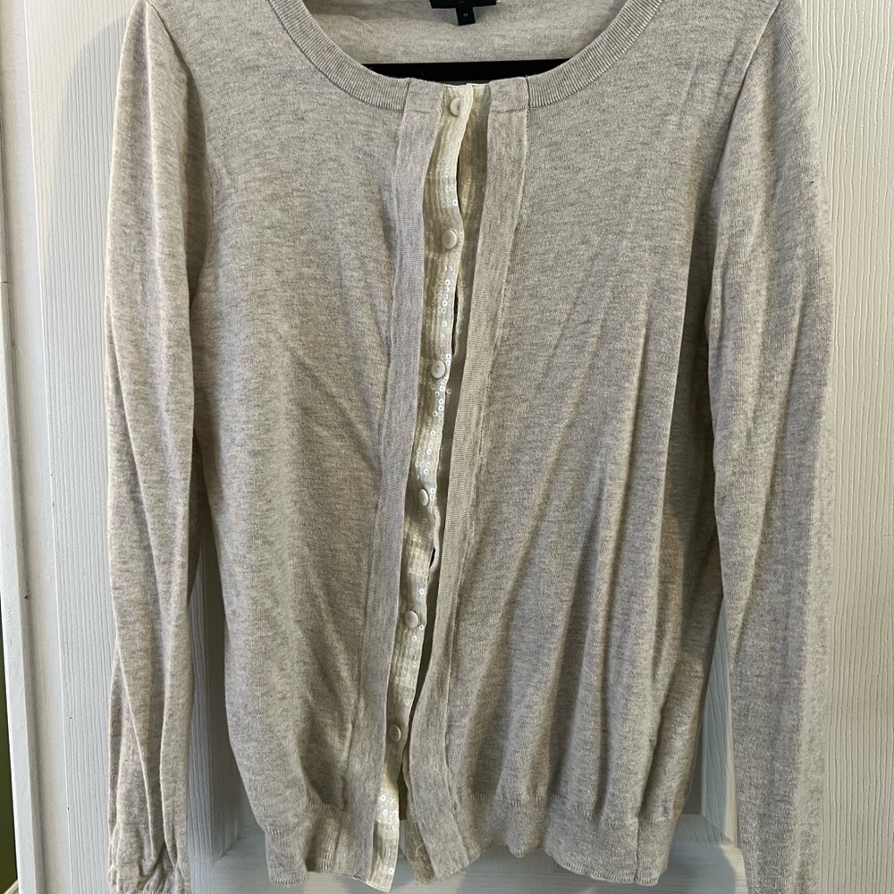 J. Crew Light Gray Knit Sequin Sweater
